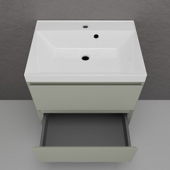 Style Line Тумба с раковиной Манхэттен 60 Plus подвесная эмаль олива матовая – фотография-5